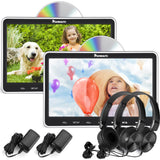 10,1 Zoll Dual Monitor DVD Player Kopfstützen für Auto, Kinder TV für Unterwegs mit 2 Universal Kopfhörern und Wandladegerät