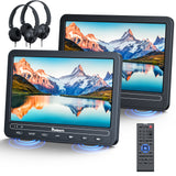 10,5 Zoll 2 Monitoren Kopfstützen DVD Player für Auto mit Akku, Kinder Fernseher mit USB/SD, AV Ein- und Ausgang