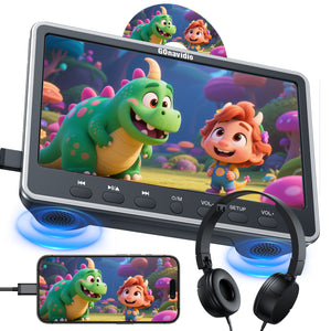 12,5-Zoll-DVD-Player fürs Auto mit HDMI-Eingang, Kopfhörer, Halterung, Kopfstützenhalterung, unterstützt Bildschirmsynchronisierung, AV-Ein- und Ausgang