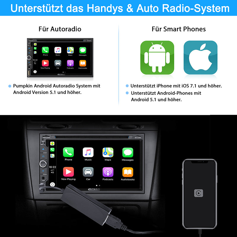 Pumpkin AutoPlay Box connects mobile phones and car radio with 4GB SD card