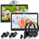 10.1 inch dual monitor DVD player headrests for car, children's TV for on the go with 2 universal headphones and wall charger