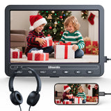 10,5 Zoll Auto DVD Player mit 5 Stunden Akuu, HDMI-Eingang, Kopfhörer, Tragbarer DVD-Player Auto TV Monitor Rücksitz für Kinder