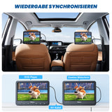 【1 Spieler+1 Monitor】10,5 Zoll 2 Monitoren Kopfstützen DVD Player für Auto mit Akku, Kinder Fernseher mit USB/SD, AV Ein- und Ausgang