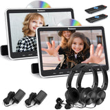 10,1 Zoll Dual Monitor DVD Player Kopfstützen für Auto, Kinder TV für Unterwegs mit 2 Universal Kopfhörern und Wandladegerät