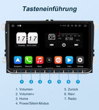 Pumpkin Doppel Din 9 Zoll Touchscreen VW Quad-core Android 13 Autoradio mit Kamera