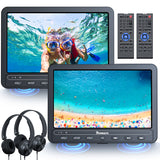 10.5-inch clamshell design car DVD player 2 monitors headrest with 5000 mAh battery and 2 headphones