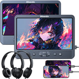 【Muttertagsdeals】10,1 Zoll HD Dual Kopfstütze DVD Player mit 2 Kopfhörern und Montagehalterung, Unterstützt USB/SD HDMI-Eingang Unbegrentzte Region