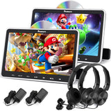 10,1 Zoll Dual Monitor DVD Player Kopfstützen für Auto, Kinder TV für Unterwegs mit 2 Universal Kopfhörern und Wandladegerät