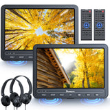 10.5-inch clamshell design car DVD player 2 monitors headrest with 5000 mAh battery and 2 headphones
