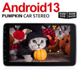 Pumpkin 10.1 inch 1 Din Android 13 car radio with rotating screen, supports Android Auto CarPlay Bluetooth navigation