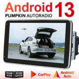 Autoradio Pumpkin 2 Din Android 12 avec écran 10,1 pouces et caméra, prend en charge DAB + Carplay Android Auto (4 Go + 64 Go)