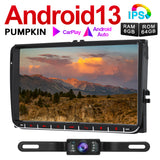 Pumpkin Doppel Din 9 Zoll Touchscreen VW Quad-core Android 13 Autoradio mit Kamera