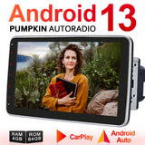 Pumpkin 10.1 Zoll Android 13 Doppel Din Autoradio mit Drehbare IPS Touchscreen Navi Bluetooth Android Auto Carplay Split Screen-Modus(4GB+64GB)