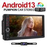 Pumpkin 7 Zoll Android 13 Autoradio Doppel Din Radio mit GPS Navi Bluetooth Kamera(4GB+64GB)