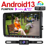 Pumpkin 9 Zoll 2 Din VW Golf 5 Golf 6 Passat Polo T5 Android 13 Autoradio mit Bluetooth Navi Android Auto Kamera(4GB+64GB)