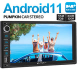 Pumpkin Autoradio 7 Zoll Touch Screen Doppel DIN Eingebautes DAB Android 11 Radio mit Kamera USB SD Phonelink