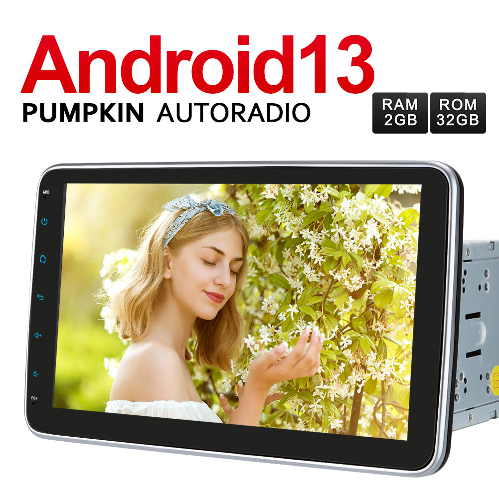 Pumpkin 2 Din Universal Android 11 Car Radio with 10.1 Inch 1280*720 IPS Screen and Navigation, Bluetooth Mirrorlink (2GB+32GB)