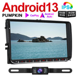 Pumpkin 9 Zoll 2 Din VW Golf 5 Golf 6 Passat Polo T5 Android 13 Autoradio mit Bluetooth Navi Android Auto Kamera(4GB+64GB)