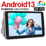 Pumpkin 2 Din 10.1 Zoll Acht-Kern Android 13 Autoradio mit Eingebautem Carplay Bluetooth Navi, Unterstützt DAB+ 4G WIFI DSP Kamera（6G+64GB）