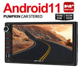 Pumpkin 7 Inch Touch Screen Universal Double DIN Built-in DAB Android 11 Car Radio with Navi Bluetooth Camera (2GB RAM + 32GB ROM)