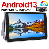 Pumpkin Radio Update 2 Din 10.1"Android 13 Autoradio mit Eingebautem Carplay Bluetooth Navi, Unterstützt DAB + WIFI 4G USB SD OBD2 (6+64GB)