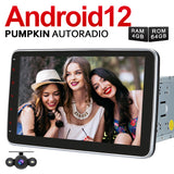 Pumpkin Radio double Din 10,1 pouces Android 12 Autoradio Bluetooth avec 4 Go de RAM et 64 Go de ROM, prend en charge la caméra de commande au volant DSP DAB OBD2 Carplay
