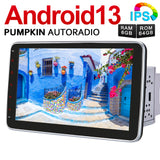 Pumpkin Radio Update 2 Din 10.1"Android 13 Autoradio mit Eingebautem Carplay Bluetooth Navi, Unterstützt DAB + WIFI 4G USB SD OBD2 (6+64GB)