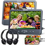 【Black Friday Angebot】10,1 Zoll HD Dual Kopfstütze DVD Player mit 2 Kopfhörern und Montagehalterung, Unterstützt USB/SD HDMI-Eingang Unbegrentzte Region