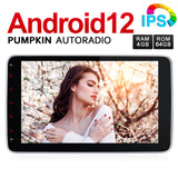 【Sonderangebot】Pumpkin 1 Din Android 12 Autoradio mit Eingebautem Carplay Bluetooth Navi, Unterstützt DAB+ 4G WIFI DSP Kamera（4+64GB）