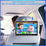 10.1 inch slot-in design DVD player car TV headrest with wall charger, HD car TV for children with headphones and HDMI input