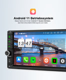 Pumpkin Android 11 Autoradio 7 Zoll Doppel-DIN Auto Sound System mit GPS Navi Bluetooth WIFI (2GB+32GB)