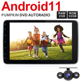 Pumpkin 10.1 Zoll 1280*720 IPS Touchscreen 2 Din Android 11 Autoradio mit Navi und Kamera (2GB+32GB)