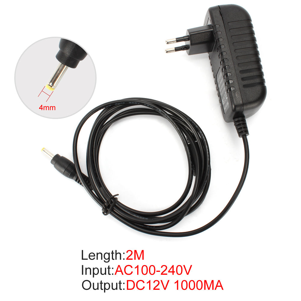 Universal charger AC / DC adapter for car headrest monitor and portable DVD player with 12V DC input socket and 2 meters length