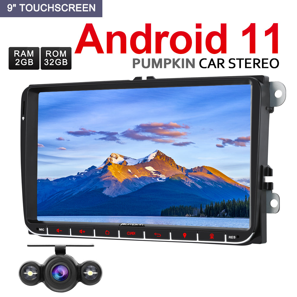 Pumpkin 9 inch IPS screen Android 11 VW Golf 5 car radio with camera, support Bluetooth Navi, DAB+ Carplay, OBD2, steering wheel control