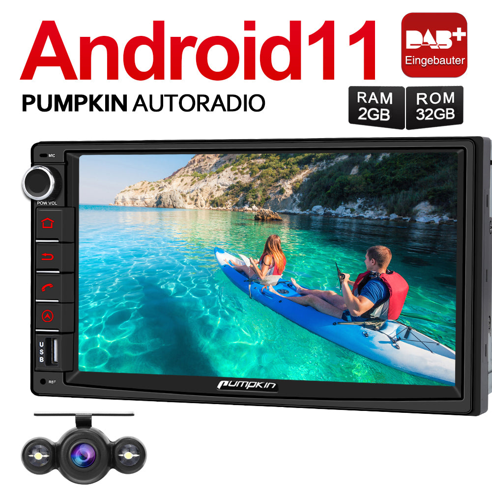 Pumpkin 7 Zoll Quad-core Universal Touchscreen Android 11 Autoradio mit Integriertem DAB