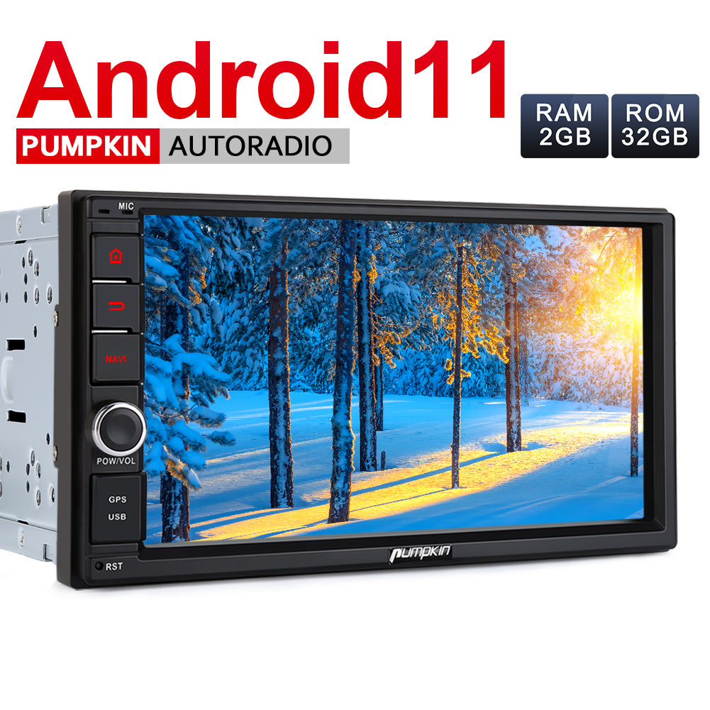 Pumpkin Android 11 Autoradio 7 Zoll Doppel-DIN Auto Audio System